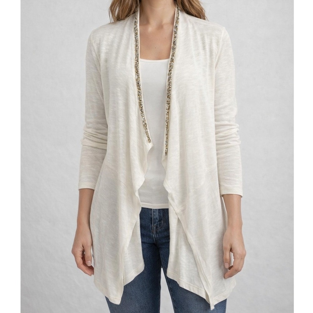 Juicy Couture‎ Embellished Cascade Cardigan Sweater Marshmallow White XS sparkle